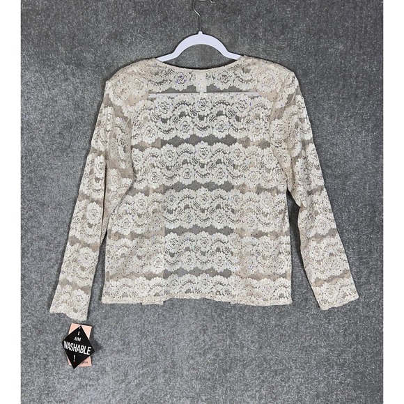 R & M Richards Lace Open Front Iridescent Cardigan Womens Size 14WP Petite‎ NWT - Picture 2 of 9